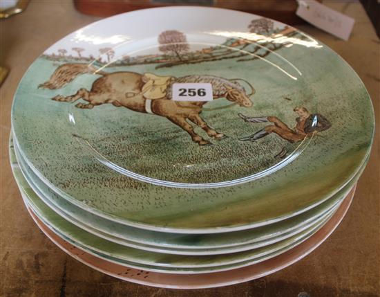 Set of 6 Victorian novelty hunting plates